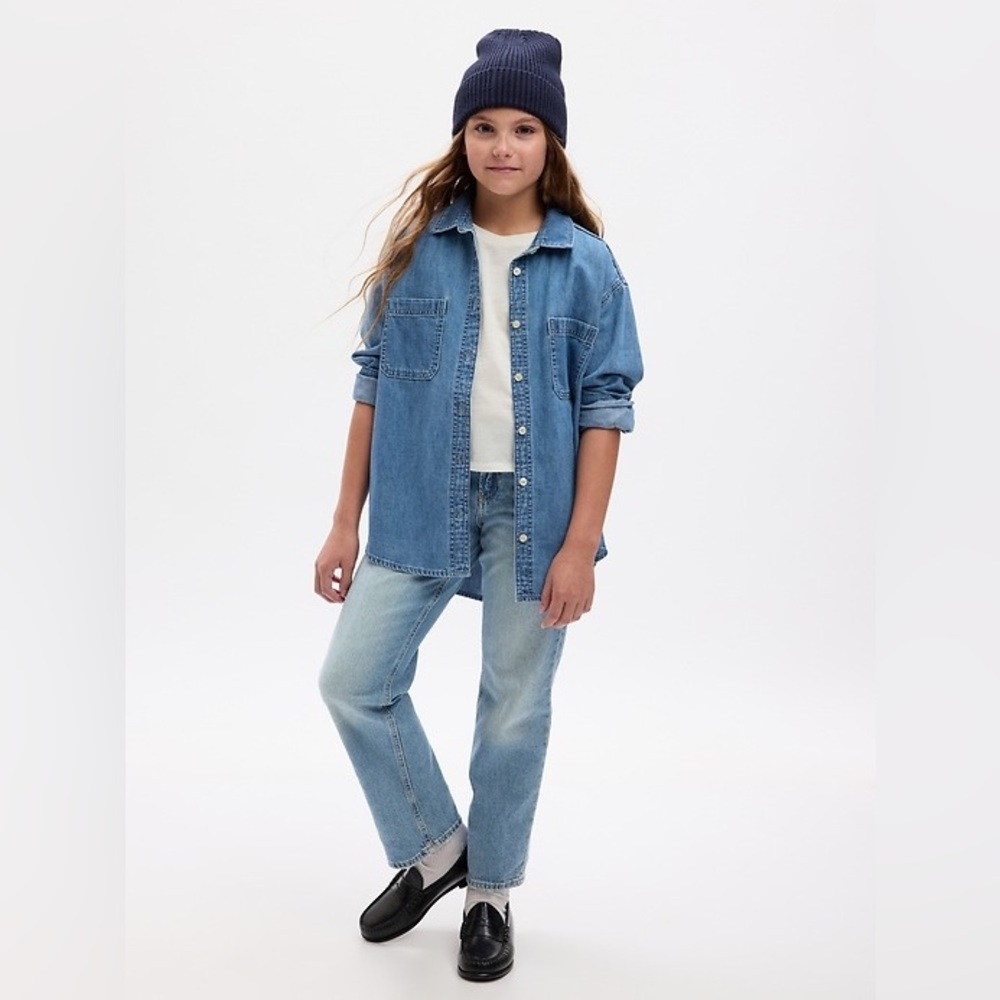 Gap Kids Girls’ High Rise '90s Light Wash Loose Jeans—5
